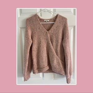 madewell light pink v neck sweater | size xs